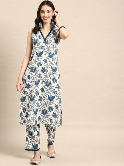Women Floral Printed Regular Kurta with Trousers