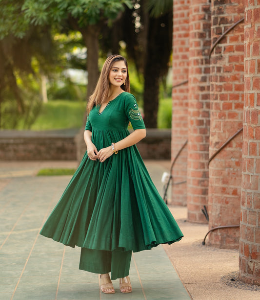 GREEN EMERALD ANARKALI SET