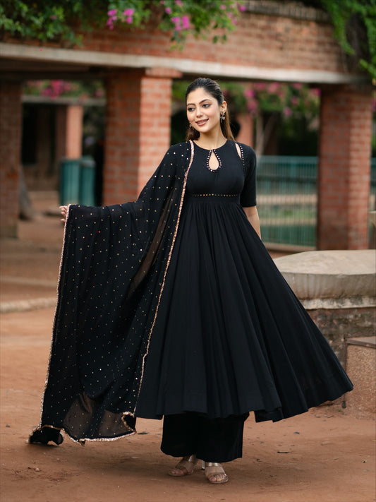 BLACK EMERALD ANARKALI SET