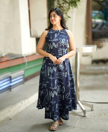 Blue abstract floral print Co-ord set