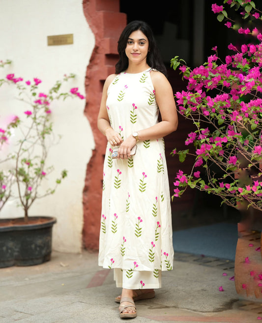 Meher Petal Grace Cream Co-ord Set