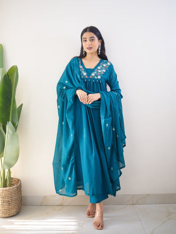 Haniya Teal Suit Set