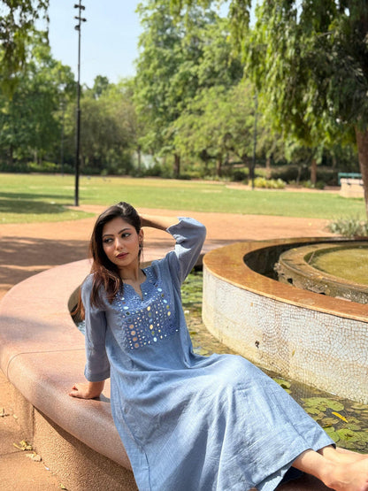 DUSTY BLUE KURTA SET