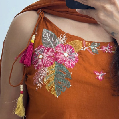 Hand Pearl Embroidered Kurta Palazzo Set