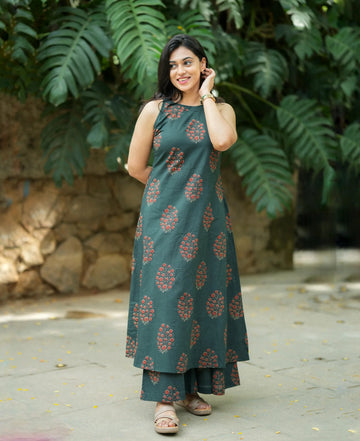 Olive green cotton co-ord set