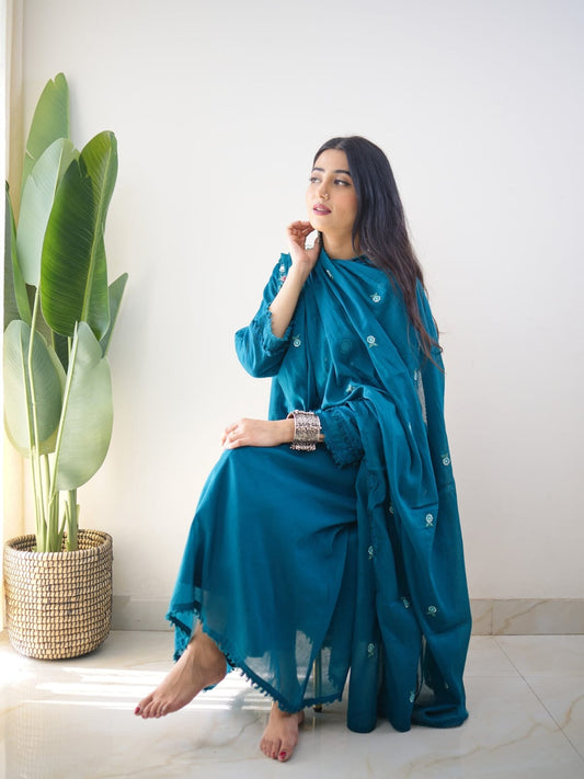 Haniya Teal Suit Set
